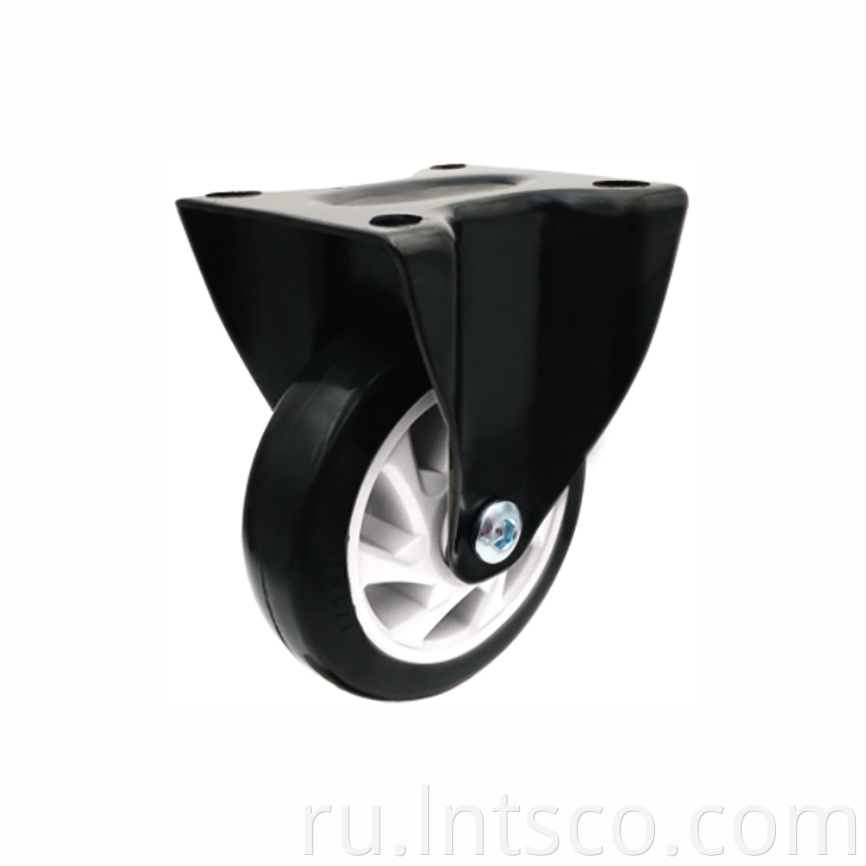 White PP Core Black PVC Rigid Casters